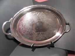 Oval Silver Plate 2-Handle Tray--"Camille" by