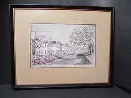 Signed Pen Art by Jules Zugbe--Homes Along the C.