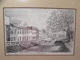 Signed Pen Art by Jules Zugbe--Homes Along the C.