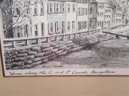 Signed Pen Art by Jules Zugbe--Homes Along the C.