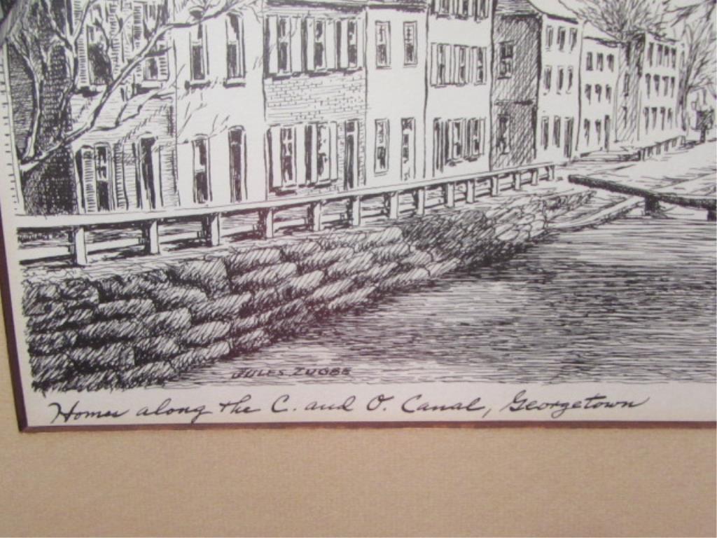 Signed Pen Art by Jules Zugbe--Homes Along the C.