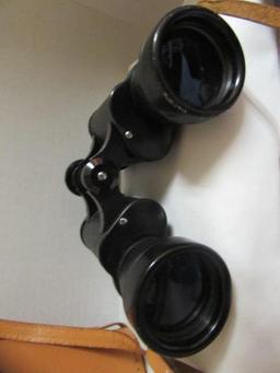 Vintage Omega Field Binoculars with Leather