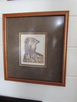 (2) Custom Framed Double Matted Etchings by D.