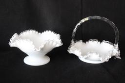 (2) Fenton Silvercrest Milk Glass Items