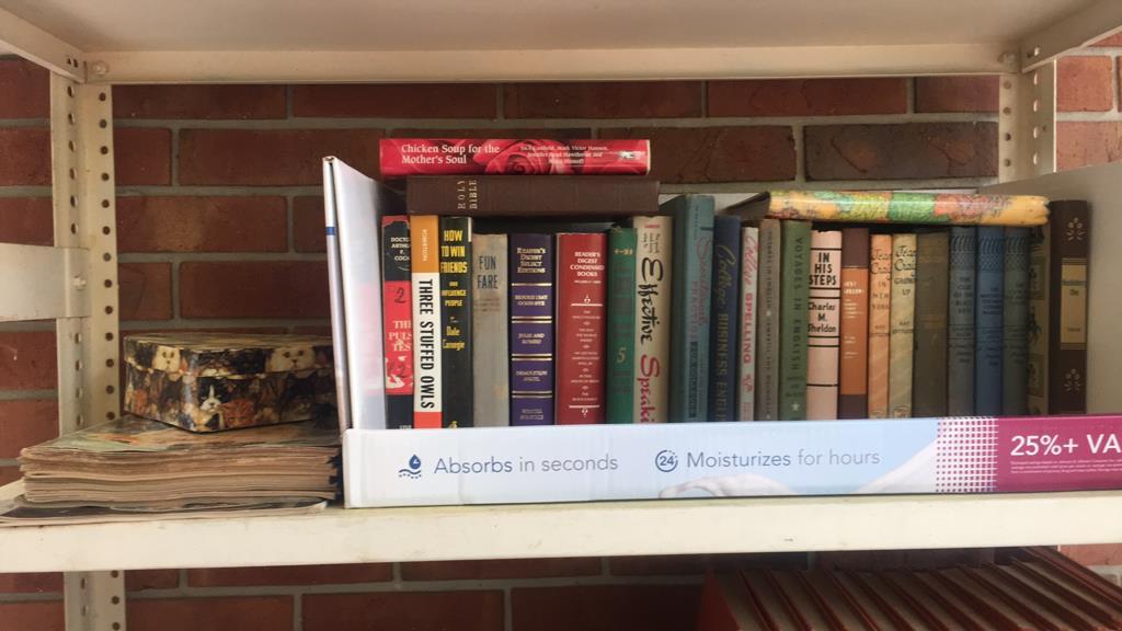 Shelf of Assorted Books, Magazines, Board Games,