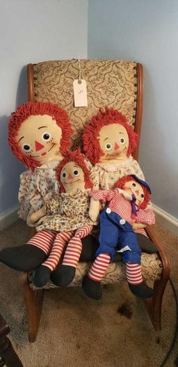 (3) Raggedy Ann Dolls & (1) Andy Doll