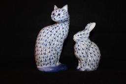 (2) Hand Painted Andrea by Sadek Figurines: Rabbit