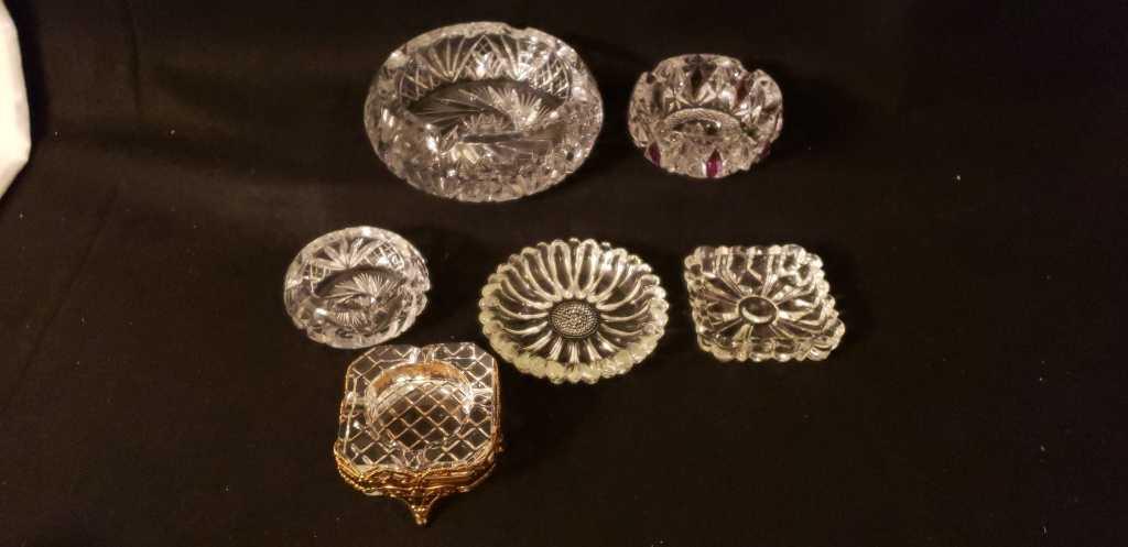 (6) Crystal Ashtrays
