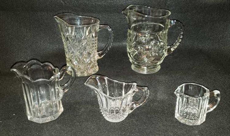 (3) Creamers, (2) Small Pitchers