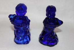 (4) Cobalt Blue Items: (2) 4 1/2" Cherub Candle