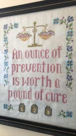 Framed Needlepoint— 13 3/8” x 15 1/2” and Framed