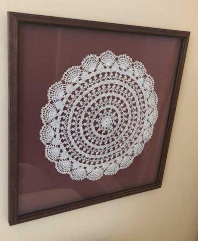 Framed Needlepoint— 13 3/8” x 15 1/2” and Framed