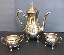 Towle Silver Plate Coffee Pot, Creamer & Open