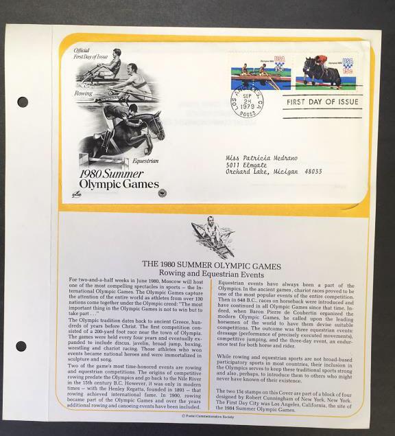 (5) First Day Issue U. S. A. Stamps:  1980 Winter
