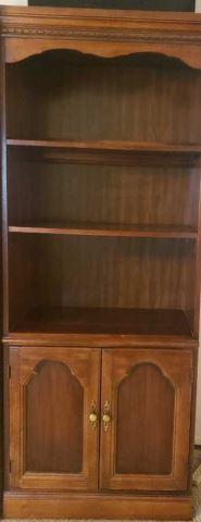 Lighted Wood Shelf Unit w/2 Doors and Adjustable