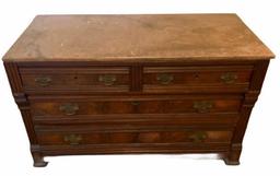 **Updated Information** Eastlake Marble Top Chest of Drawers, Brass