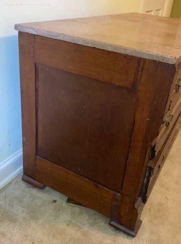 **Updated Information** Eastlake Marble Top Chest of Drawers, Brass