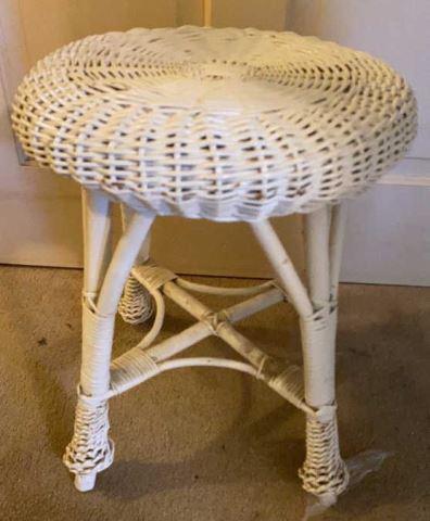 White Wicker Stool