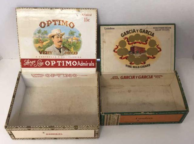 (5) Cigar Boxes: (3) Are Missing Tops
