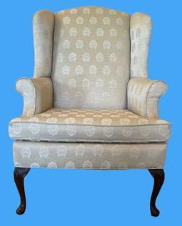 Upholstered Queen-Anne Style Wing Chair