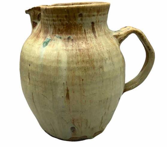 Signed Pottery Pitcher 7.25” Tall