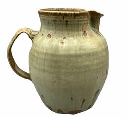 Signed Pottery Pitcher 7.25” Tall