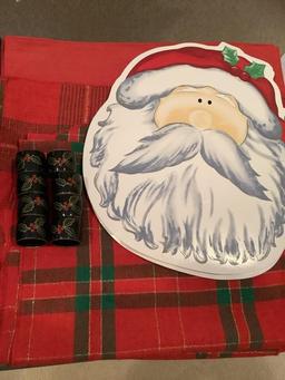 Assorted Christmas Linens & Napkin Rings