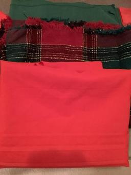 Assorted Christmas Linens & Napkin Rings