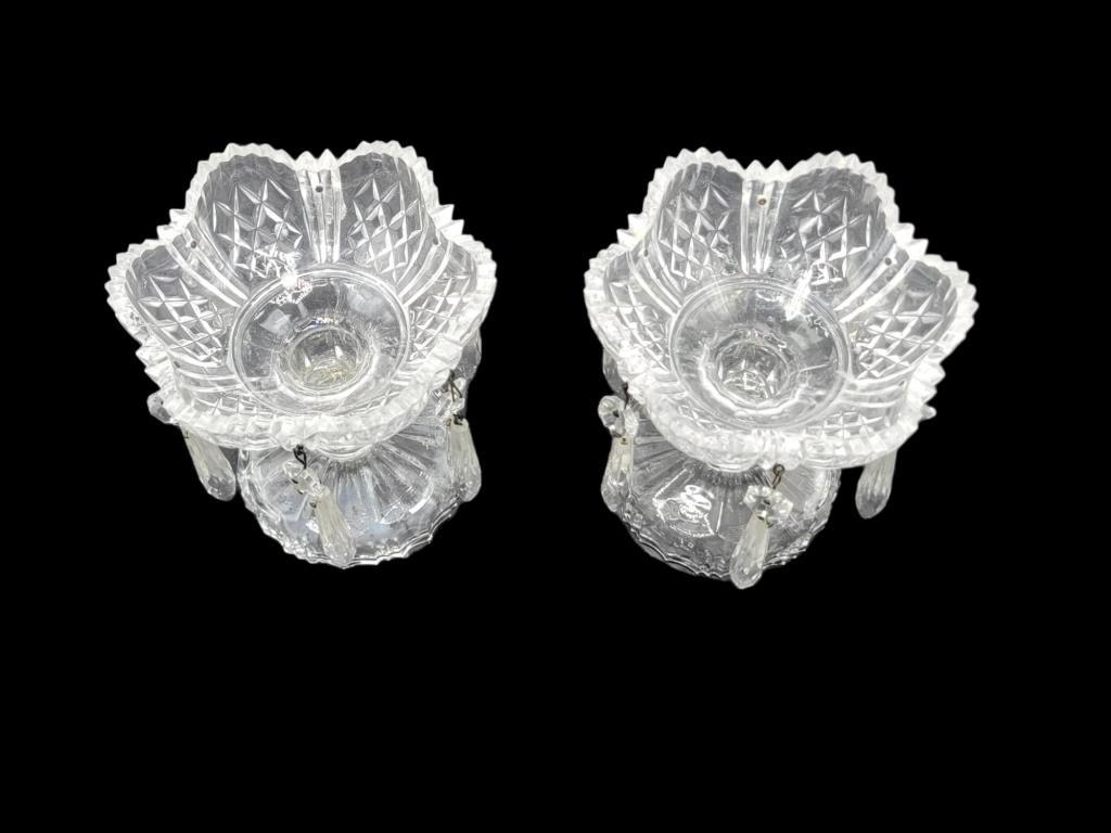 (2) Crystal Candlesticks w/Bobeches and Prisms