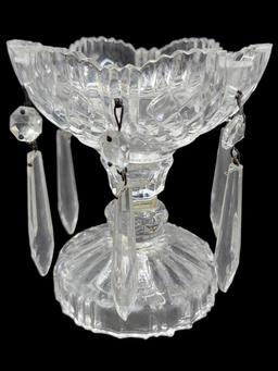 (2) Crystal Candlesticks w/Bobeches and Prisms
