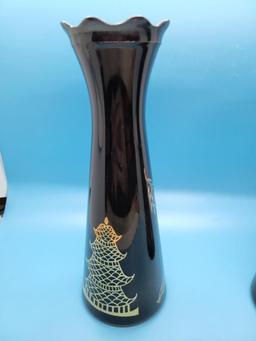 (2) Asian Vases 9" Tall each