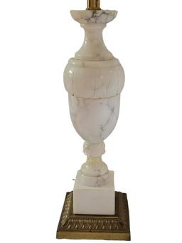 (2) Vintage Alabaster Table Lamps on Brass Base