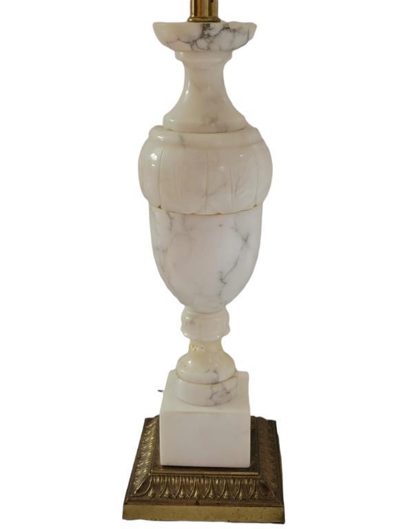 (2) Vintage Alabaster Table Lamps on Brass Base