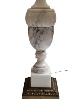 (2) Vintage Alabaster Table Lamps on Brass Base