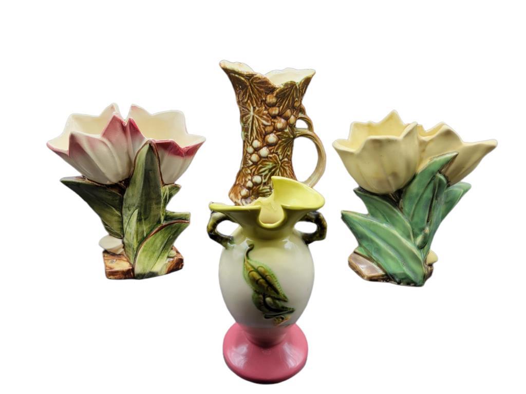 (3) McCoy Vases & Damaged Hull Vase