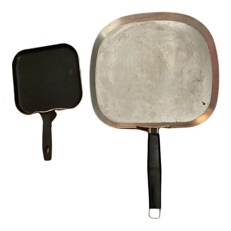 Assorted Copper Frying Pans, Griddle, Enamel, Etc