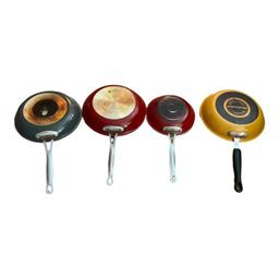 Assorted Copper Frying Pans, Griddle, Enamel, Etc