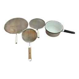 Assorted Copper Frying Pans, Griddle, Enamel, Etc
