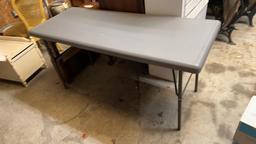 5’ Plastic Top Folding Table - Stock Photo
