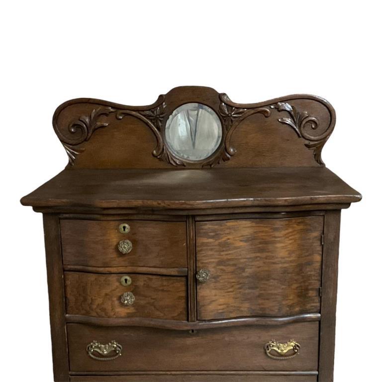 Antique Oak Fall-Front Secretary/Bookcase