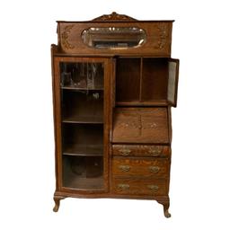 Antique Oak Fall-Front Secretary/Bookcase