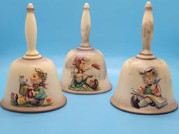 (3) M.J. Hummel Annual Bells in bas-relief:  First