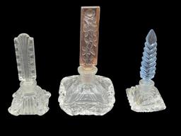 (3) Crystal Perfume Bottles made in Czechoslovakia
