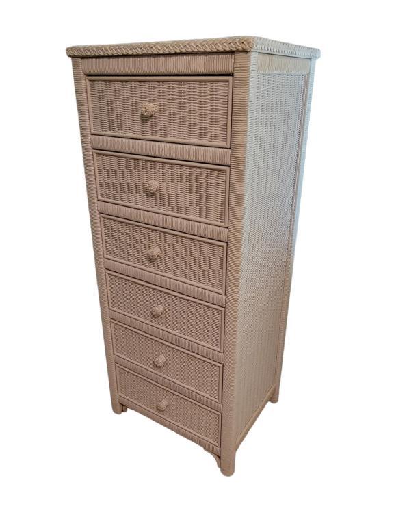 6-Drawer Wicker Lingerie Chest W/Glass P