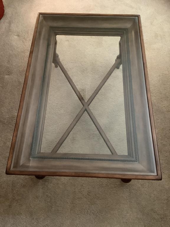 Beveled Glass Top Coffee Table