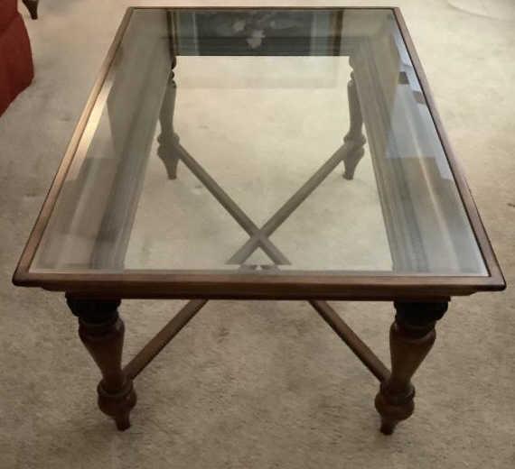 Beveled Glass Top Coffee Table