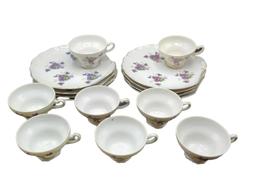 (8) Floral Snack Plates w/Cups