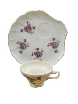 (8) Floral Snack Plates w/Cups
