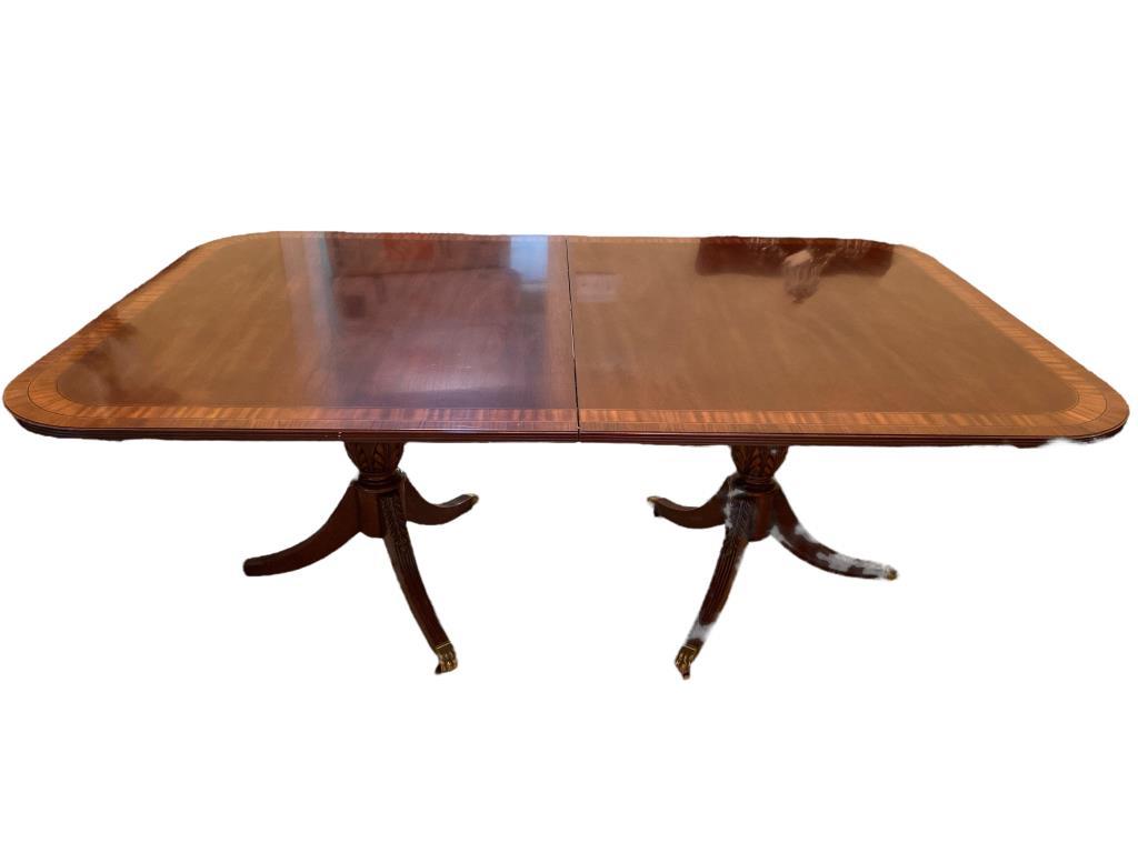 Mahogany Double Pedestal Dining Table & (6)