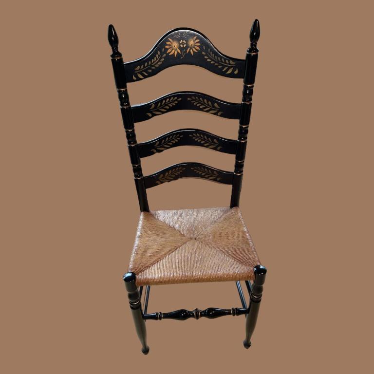 (6) Painted Dining Chairs with Rush Seats